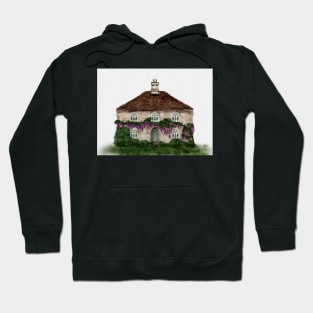 Cotswold Cottage Watercolor Chocolate Box Spring Stone Cottage Hoodie